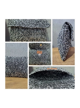 Kadın Siyah Beyaz El Askılı Portföy Clutch