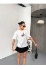 Kısa Kol Baskılı T-shirt - Beyaz