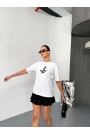 Kısa Kol Baskılı T-shirt - Beyaz