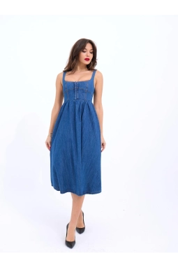 7143 KOT ELBİSE-MAVİ