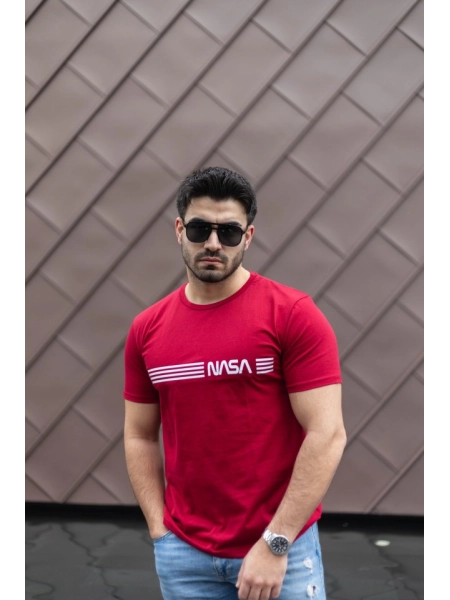 Erkek Kısa Kollu Nasa Baskı Basic Erkek T-shirt