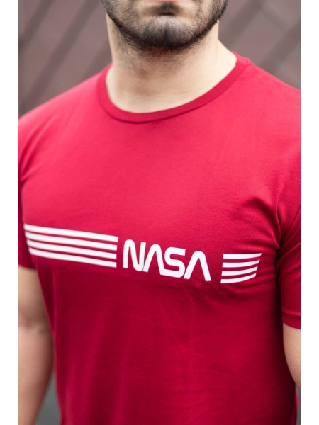 Erkek Kısa Kollu Nasa Baskı Basic Erkek T-shirt