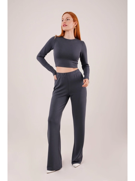 Fitilli Bluz Ve Pantolon Antrasit İkili Takım