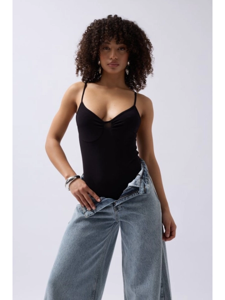 Önü Büzgülü Askılı Bodysuit