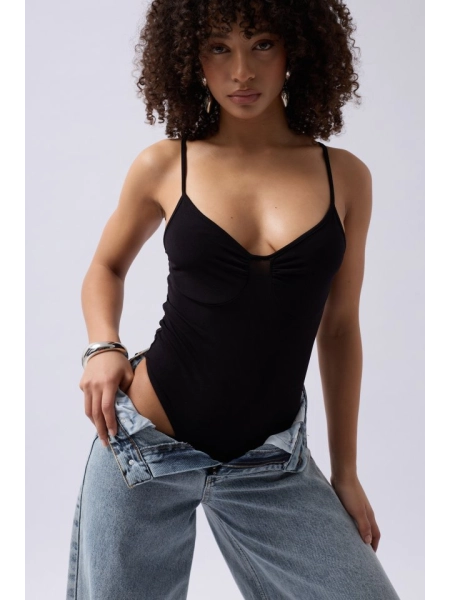 Önü Büzgülü Askılı Bodysuit