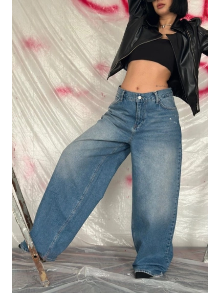 Mavi Geniş Paça Jeans Pantolon