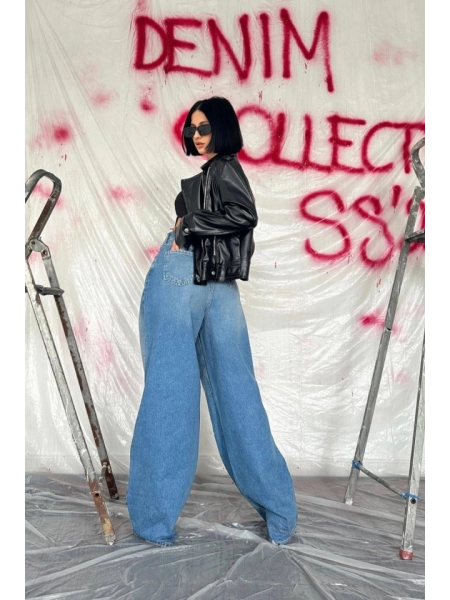 Mavi Geniş Paça Jeans Pantolon
