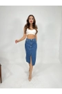6478 DENİM MIDI SLIT SKIRT-MAVİ