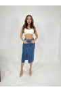 6478 DENİM MIDI SLIT SKIRT-MAVİ