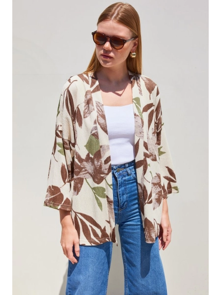 5862 Örme Kimono - Haki