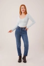 Geniş Yaka Bebe Mavisi Basic Body Bluz