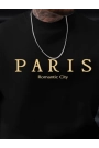 Erkek Uzun Kollu Bisiklet Yaka Paris Yazılı Iki Iplik Bluz