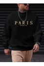 Erkek Uzun Kollu Bisiklet Yaka Paris Yazılı Iki Iplik Bluz