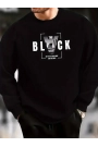 Erkek Uzun Kollu Bisiklet Yaka Black Logolu Iki Iplik Bluz