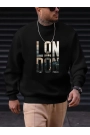 Erkek Uzun Kollu Bisiklet Yaka London Logo Baskılı Iki Iplik Bluz