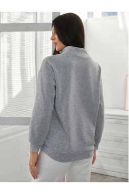Kadın Uzun Kollu Fermuar Detay üç Iplik şardonlu Kumaş Sweat
