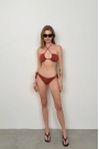 Straplez Boyun Bağlamalı Bikini Takım