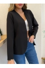 Kadın Uzun Kollu önü Açık Ithal Krep Blazer Ceket