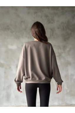 Osy Modal Yumuşak Dokulu Kumaş Bisiklet Yaka Oversize Sweatshirt - Gri