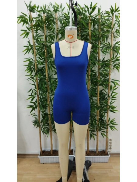 Kadın Kare Yaka Sırt Dekolte Detay Dalgıç Bodycon Mini Tulum