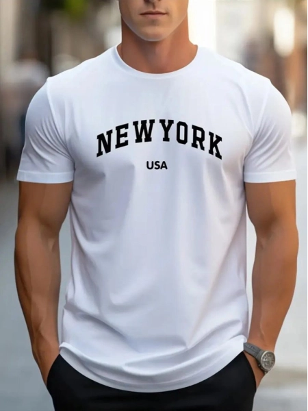 Erkek New York Baskılı Süprem T-shirt