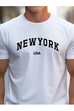Erkek New York Baskılı Süprem T-shirt