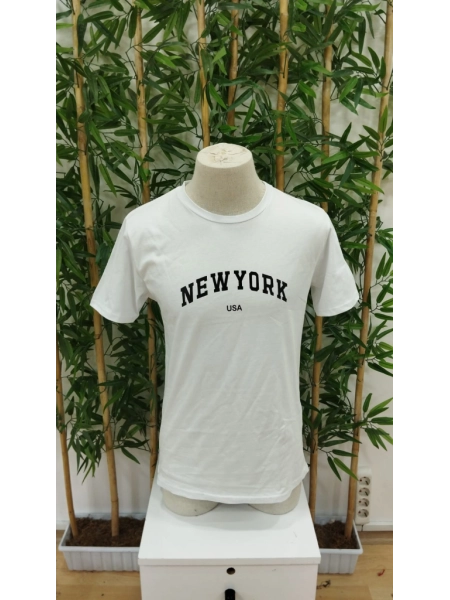 Erkek New York Baskılı Süprem T-shirt