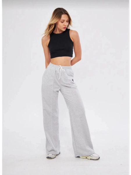 İki Iplik Bol Paça Eşofman Pantalon - Gri