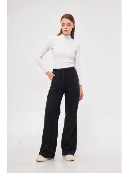 İki Iplik Bol Paça Eşofman Pantalon - Siyah