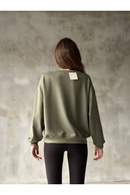 Osy Modal Yumuşak Dokulu Kumaş Bisiklet Yaka Oversize Sweatshirt - Haki