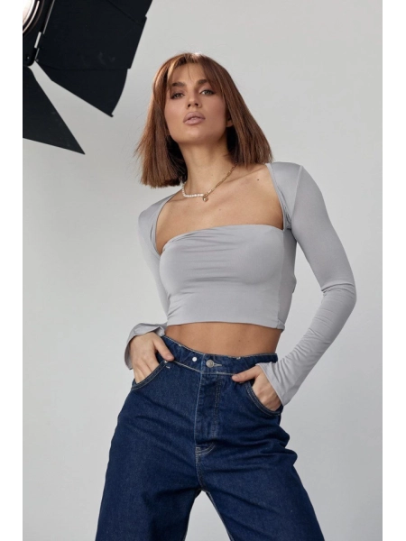 Kara Yaka Uzun Kollu Crop - Taş