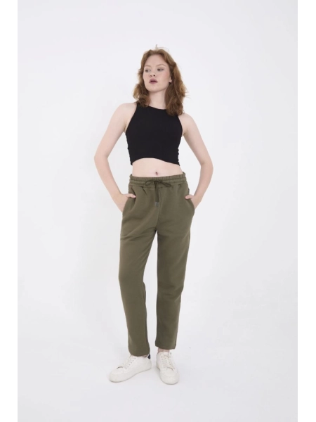 Unisex Üç İplik Basic Eşofman Pantolon - Hakİ