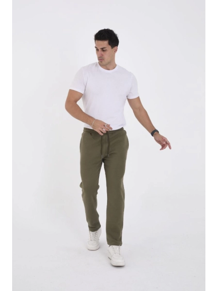 Unisex Üç İplik Basic Eşofman Pantolon - Haki