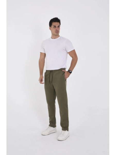 Unisex Üç İplik Basic Eşofman Pantolon - Haki