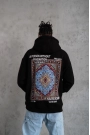 Erkek Kilim Desen Kapüşonlu - Siyah