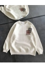 Bisiklet Yaka Baskılı SweatShirt - Beyaz