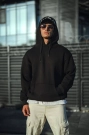 Üç İplik Penye Kapşonlu Basic SweatShirt - Siyah