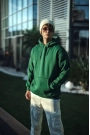 Üç İplik Penye Kapşonlu Basic SweatShirt - Haki
