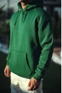 Üç İplik Penye Kapşonlu Basic SweatShirt - Haki