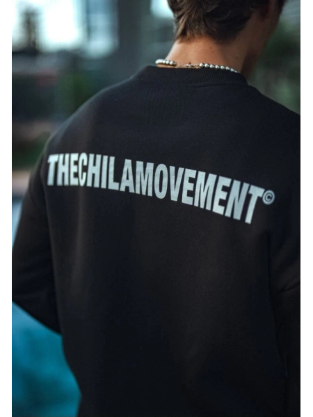 Kışlık Bisiklet Yaka Oversize Baskılı SweatShirt - Siyah