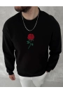 Unisex Bisiklet Yaka Ön Ve Arka Baskılı SweatShirt - Siyah