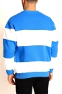 Parçalı Bisiklet Yaka Baskılı SweatShirt - Mavi