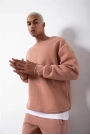 Unisex Biskilet Yaka Üç İplik SweatShirt - Pembe