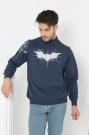Unisex Yarım Boğazlı Baskılı Dokuma Triko -Indigo