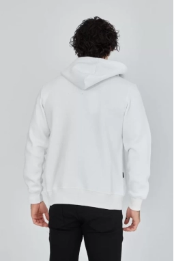 Unisex Tam Fermuarlı Kapşonlu  SweatShirt - Beyaz