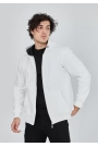 Unisex Tam Fermuarlı Kapşonlu  SweatShirt - Beyaz