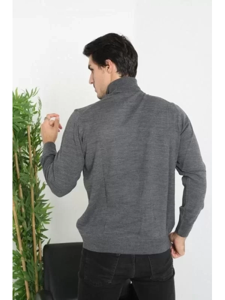 Unisex Tam Boğazlı Balıkçı Yaka Dokuma Triko - Füme