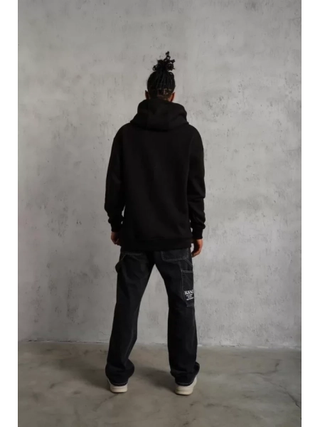 3 İplik Kapşonlu Sweatshirt Hoodie - Siyah