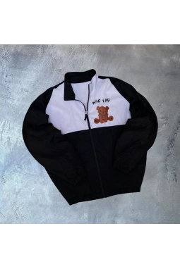 Unisex Uzun Kollu Paraşüt Kumaş Rüzgarlik - Siyah