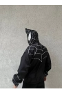 Unisex Uzun Kollu Kapşonlu Rüzgarlik - Siyah
